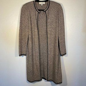 St. John Collection Black Beige Open-Front Duster
